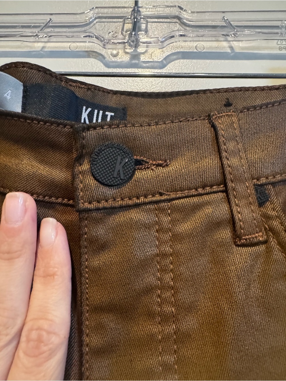 KUT The kloth brown coated denim size 4 straight leg high rise - Picture 4 of 9